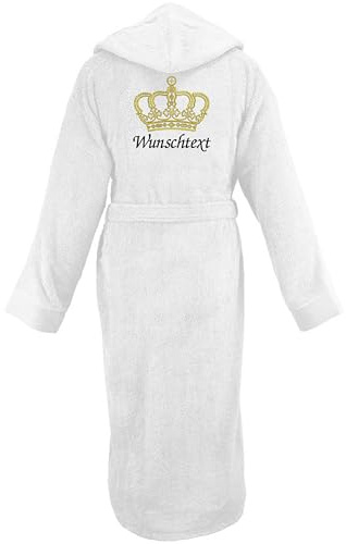 PERSOGO Bademantel mit Namen oder Text - Bademantel personalisiert - Bademäntel für Damen/Männer - 100% Baumwolle Frottee - Saunamantel