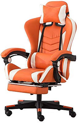 Sedia da gioco con schienale alto con poggiapiedi poggiatesta e supporto lombare, regolabile, sedia da ufficio sportiva per computer, opzioni multicolore arancione bianco