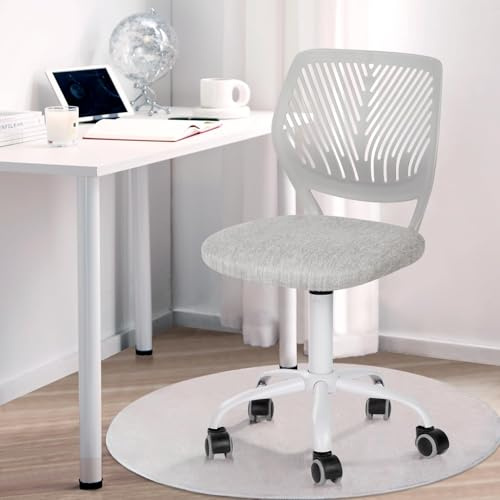 FurnitureR Silla de Escritorio para niños, Silla giratoria de Altura Ajustable con diseño de Respaldo de Agujero pequeño, Adecuada para Dormitorio de niños o Sala de Estudio, Gris molandi, 38 x 39 x