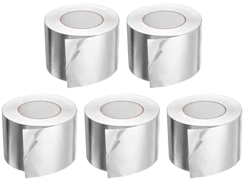 QUARKZMAN 5Pcs Ruban de Protection Thermique 3.94 X 164 Ft Imperméable Anti-Uv Isolation Acoustique Résistance à Haute Température Ruban Aluminium Argenté Épaisseur