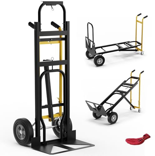 GOPLUS Sackkarre & Handwagen 3 in 1 Design, Transportkarre Handkarre wandelbar bis max. 450kg, Plattformwagen Transportwagen klappbar mit universellen Gummireifen für Transport Umzug, Garage Lager