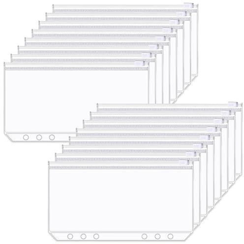 TTYSHIP® 40 Stk A6 Binder Taschen, Transparent PVC A6 Bindertaschen 6 Loch | A6 Binder Taschen mit Zipper, Wasserdicht, für Notebook-Planer, Einlegeseiten Loseblattbeutel, Foto