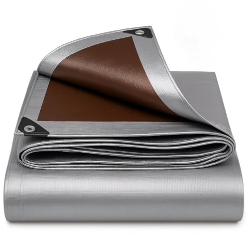 Telone di copertura con occhielli, impermeabile, grigio, universale, antistrappo, resistente ai raggi UV, antimuffa, 210 g/m², teloni in diverse misure (5 m x 6 m)