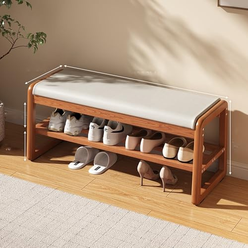 Scarpiera ottomana panca con vano portaoggetti imbottito in pelle PU seduta in pelle PU telaio in legno di gomma opzioni multicolore 120 cm mobili ingresso ciliegio
