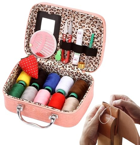 HunicandIU Kit de Costura de Viaje | 22 Piezas Kit de Reparación de Costura,con Estuche Suministros Agujas Hilos Tijeras - para Manualidades Tapicería Reparar Ropa Tejido