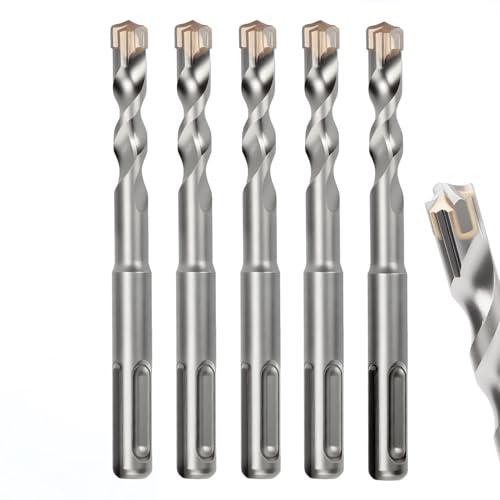 MOXPIFY 5PCS 12mm SDS Masonry Drill Bit 110mm Long for Reinforced Concrete | Brick Walls, 12 mm Hammer SDS Plus Drill Bit (12mm x 110mm x 5)