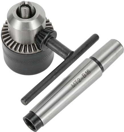 Lawnoval Portabrocas de 5/64 a 1/2 pulgadas con eje cónico Morse MT2 y llave para contrapunto de torno pequeño, acero al carbono 1010