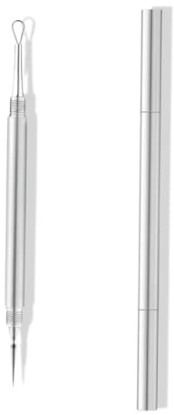 fKiZanthene Extracteur Point Noir avec Aiguilles Fines en Acier et Aluminium, Tire Comedon Double Tête à Capuchon, Outil Portable pour Nettoyage de la Peau et Soins du Visage