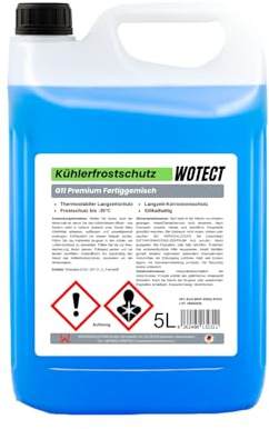 WWotan Solutions WOTECT 5L Kühlerfrostschutz G11 Gebrauchsfertig bis -35°C – Silikathaltiges Kühlmittel – Blau – Für Benzin & Diesel – Aluminiumverträglich (1x5L)