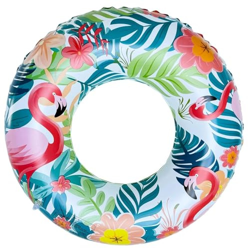 HUANYO Inflatable Flamingo Swim Ring for Adults - Durable Rubber Pool Float, Summer Beach Swimming Pool Tubes, Party Toys for Water Sports, Pool Hammock & Lake