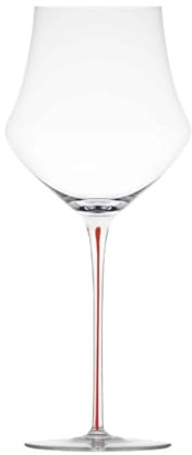 MEMENTO Wine - 1 Calice da Vino in Cristallo Soffiato, Fatto a Mano con Gambo Colorato - 670 ml (Rosso)