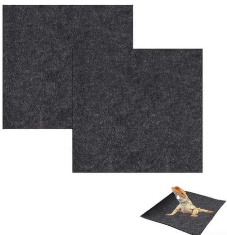 JoyousMall Alfombra para reptiles, 2 unidades, forro de terrario para dragón barbudo, serpiente, tortuga, seguro, no abrasivo, color gris, 40 x 40 cm
