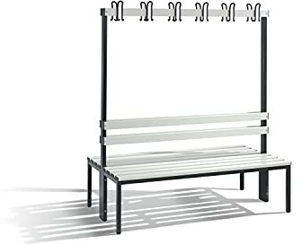 C + P Möbelsysteme C+P | Umkleidebank Basic | doppelseitig | Kunststoffleisten | Länge 1500 mm | lichtgrau