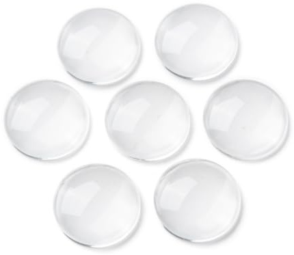 50 Glas Cabochons klar rund 18mm | durchsichtig, Rückseite flach, Kuppel, transparent