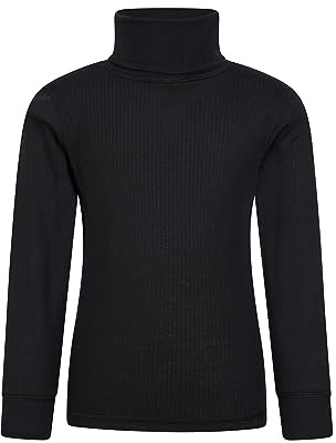 Mountain Warehouse Talus Pull col roulé Enfant-Haut Respirant, sous-Pull léger à col roulé, vêtement Hiver, Couche Thermique Chaude Fille et garçon - Marche, randonnée Noir 5-6 Ans
