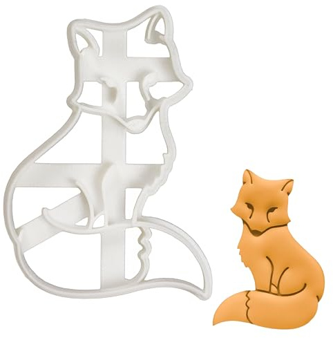 BAKERLOGY Ausstechform Fuchs sitzend - Detailliertes Keksausstecher Design zum Backen und Basteln, ideal auf Fondant, Teig, Ton