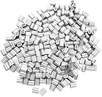 100pcs 1.0 millimetri Filo di Alluminio Crimpatura Loop Manicotto Doppio Puntali Tipo per Fune Di Filo Foto Appeso