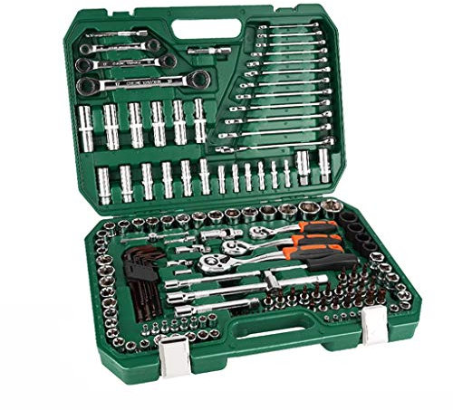 Werkzeugkoffer Mechanic Sockel Tool Kit-Satz mit Fall Sockeln & Steckschlüssel-Sets 72 Zahn Ratschenschlüssel 1/4 3/8 1/2 3/8 kurze Buchse 1/4 langen Buchse Zündkerzenstecker doppelten Zweck Schlüssel