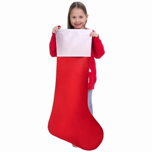 Joyin, 4 calze natalizie giganti da 91,4 cm, in feltro, grandi calze di Natale per decorazioni per feste e per albero di Natale