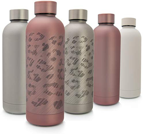 T&N Edelstahl Trinkflasche 500ml – Thermosflasche 0,5l für Büro – auslaufsichere Wasserflasche für Kohlensäure – Thermoskanne unterwegs – Isolierflasche Tee Kaffee – Flasche Sprudel-Wasser