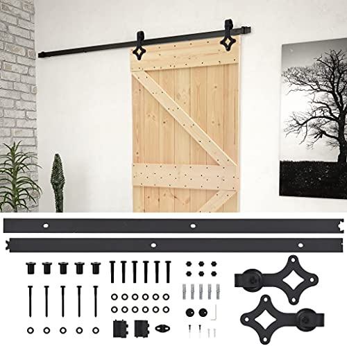 vidaXL Pin Massif Porte Coulissante avec Kit de Quincaillerie Système de Porte Suspendue Porte d'Entrée Intérieur Maison 100x210 cm