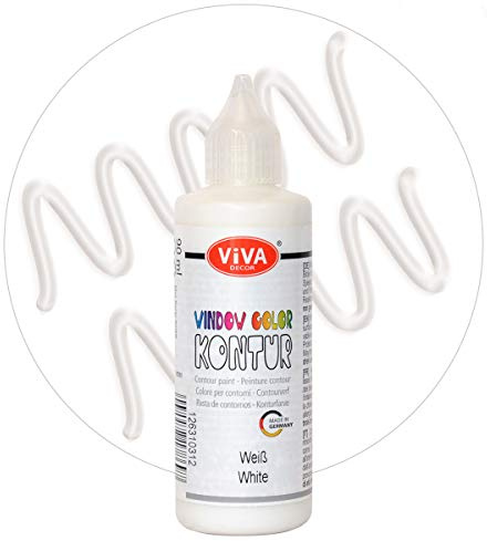 Viva Decor Window Color KONTUR (Weiß, 90 ml) Fenstermalfarben für wieder abziehbare Bilder und Sticker für Deko, Spiegel, Fliesen, Vasen und Fenster - Made in Germany