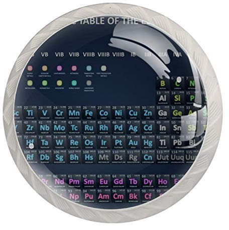 Pomo de cajón Pomos de cajón con mango ABS I Premium Elegant Dresser Perillas Tabla periódica de The Elements Chemistry (paquete de 4)