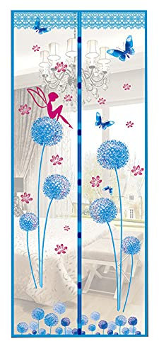 Cukol Door Screens for Keeping Out Flies, Double Magnetic Fly Screens for Patio Doors, French Insect Door Net Fly Screen Curtain Mesh, Fly Nets for Doors Cover Nets with Magnets 90x210cm（Blue）