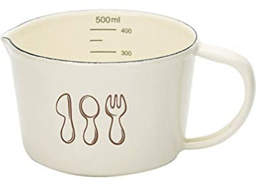 Happyyami 1pc Multi-Functional Enamel Measuring Cup Lightweight Marked Baking Mug for Yogurt and Breakfast Easy to Clean Kitchen Tool for Boys and Girls and Home Use