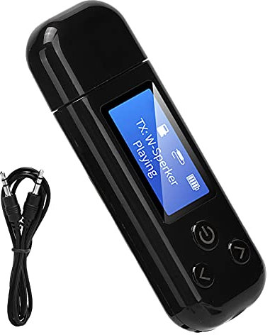 Yunseity Adaptateur USB Bluetooth, écran LCD Bluetooth 5.0 avec Adaptateur de Récepteur D'émetteur Audio 3,5 Mm/AUX, pour TV, Voiture, Système Audio Domestique, Etc.(Le Noir)
