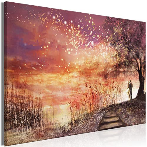 B&D XXL - Akustikbild Landschaft Bilder Akustikschaum Hochleistungsschallabsorber Schallschutz Leinwand 1 tlg Wandbild Raumakustik Schalldämmung Natur Wald Bäume Paar h-A-10027-b-a