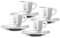 Bialetti Octagonal Cups, Set 4 Cups, White and Silver, 75 ml, RTATZ402