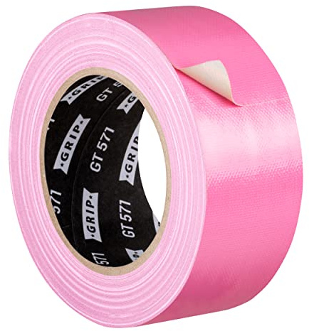GRIP Eventbasics Gewebeband rosa, 50 mm x 25 m, farbiges Gaffa Tape GT 571, sehr hohe Klebkraft, Profi Gewebeklebeband zum Markieren, Basteln, Befestigen, Reparieren uvm. im Innen- und Außenbereich