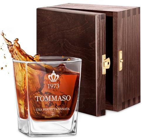 Maverton bicchiere in vetro 250 ml - ideale per bourbon whiskey e drink - incisione personalizzata - bicchiere personalizzato - idea compleanno per uomo - pensiero speciale - perfetta annata
