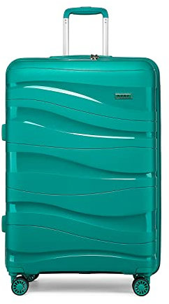 KONO Handgepäckkoffer 56cm Leicht Reisekoffer aus Polypropylen Hartschale Koffer mit 4 Rollen und TSA Schloss, 56x39x20.5cm (Grün)