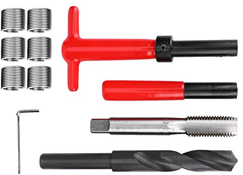 Kit de réparation de filetage, perceuse torsadée, outil d'insertion de taraud, kit de réparation de filetage 11 pièces, perceuse torsadée en acier inoxydable, outil d'insertion fileté M16 x 2