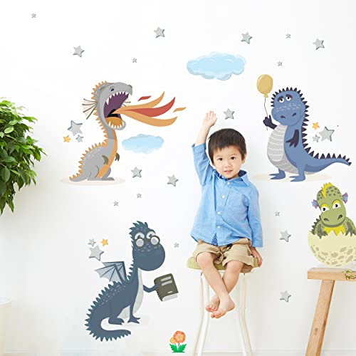 WANDKIND Dino Freunde V290 Wandtattoo Kinderzimmer | handgezeichnet | AUFKLEBER Kindergarten | Wandsticker Babyzimmer, Kinderzimmer Dinosaurier (40 x 40 cm)