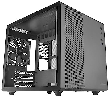 Mars Gaming MC-MPRO svart, professionellt kompakt Micro-ATX-hölje, helt sidofönster i härdat glas, 3 x 120 mm fläkt, sida i full mesh
