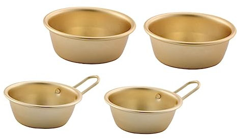 Alipis 4pezzi Ciotole in Alluminio Resistenti in Stile Coreano Ciotole Per Vino Caldo Dorate Per Insalata Per Torte Mousse Budini Gelatine Picnic Feste in Giardino Campeggio Escursioni