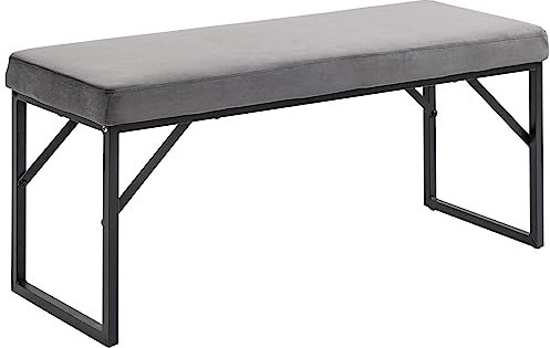 HOMCOM Sitzbank Polsterbank mit Samtoptik, Bettbank mit Stahlbeinen, Schuhbank für Schlafzimmer, Wohnzimmer, Flur 100 x 35 x 47 cm Dunkelgrau