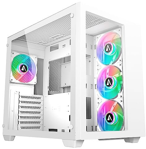 ABYSM Gaming Caja PC Gamer Danube SAVA 285 BX203 White ATX, con Espacio para Tarjetas Gráficas de hasta 410 mm, Lateral y Frontal de Cristal Templado, USB-C y Ventiladores ARGB