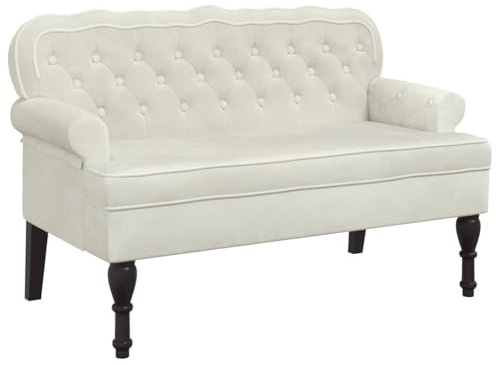 vidaXL Sitzbank mit Rückenlehne Creme 119,5x64,5x75 cm Samt