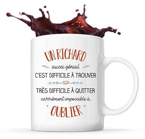 Planetee Tasse Richard aussi génial | Idée Mug Cadeau Prénom Surnom Nom de Famille Anniversaire Noël