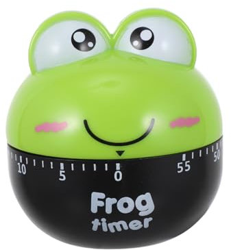 OUNONA Green Cartoon Frog Mechanical Kitchen Timer, 60 Minute Countdown, Numbers, Alarm Function, Plastic Cooking Timer for Home Baking