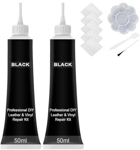 Advanced Leather Repair Gel, Professional Leather Repair Kit for Car Seat, Furniture, Sofa Couch, Jacket, Shoes, Vinyl Repair Kit for Any Leather Surface and Color (Black-100 ml)