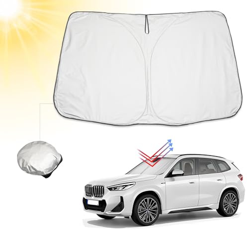 BIBIBO Copertura parabrezza compatibile con X1 U11 / X1 F48 2016-2025, protezione solare per parabrezza auto pieghevole, protezione dal calore auto contro i raggi UV