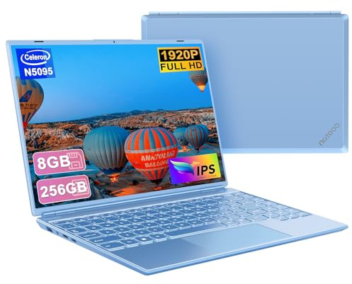 NOTODD Ordinateur Portable 14 Pouces 8+256GB SSD Soutien Extension 1TB,4 cœurs Celeron N5095 (jusqu'à 2,9 GHz), PC Portable Win11 avec 5G WiFi 1920x1200 BT4.2 Souris sans Fil ＆AZERTY Clavier-Bleu