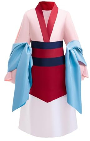 Lito Angels Vestito Costume da Principessa Hua Mulan Tradizionale Cinese Hanfu per Bambina Taglia 7-8 Anni, Rosa