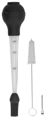 Turkey Baster, Stainless Steel Baster Tool Baster for Cooking Large Turkey Baster with Cleaning Brush and Needle for Meat Beef Chicken (Black)