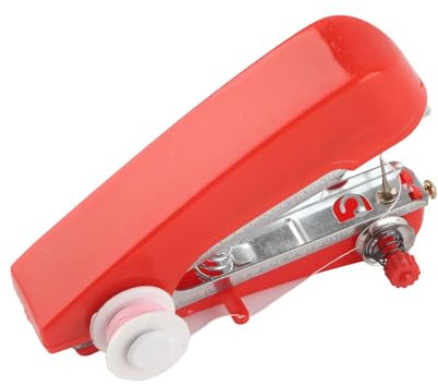 Tragbare Mini-Handnähmaschine, Manuelles Nähen, Kompakt, Leicht, für Unterwegs, Unverzichtbar für die Sofortige Reparatur von Kleidung, Zuhause, Büro, Auto, Reisen, Straße, Rot,